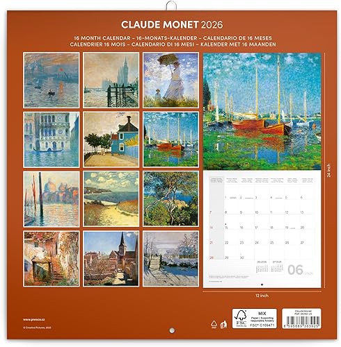 Miniatura 2 de Presco Group Calendario 2024, calendario de pared Alphonse Mucha, calendario mensual, calendario colgante de 16 meses, septiembre 2023 - diciembre