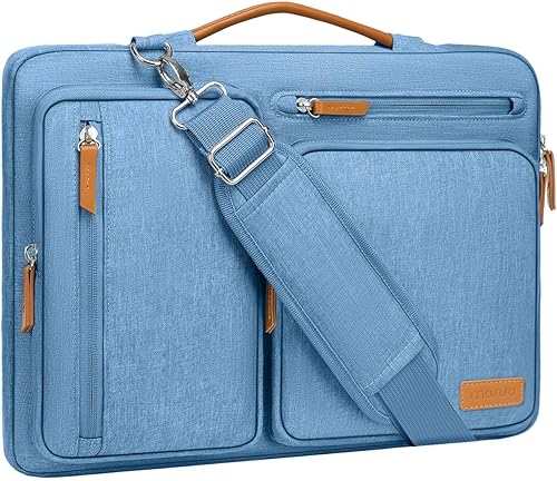 Vista 115 de MOSISO - Bolso de hombro protector 360 para laptop, bolsa para computadora de 15-15.6 pulgadas, bolsa tipo mensajero con apertura lateral, 4 Rosa