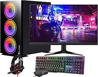 HAJAAN Breeze Gaming Desktop Tower PC with 24 Inch Gaming Monitor- Intel Core i3-10100F Processor 3.6GHz, 16GB DDR4 RAM, 512GB SSD, GeForce GT 1030 2GB, Gaming Headset, Wi-Fi, Windows 11 Pro