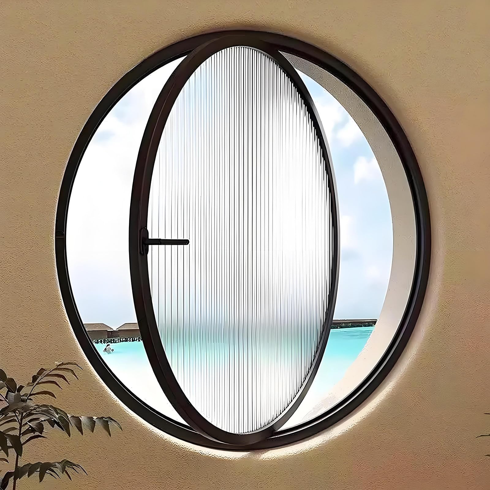 Fenêtre Ronde Pivotante 40, 50, 60, 70, 80, 100 Cm, Cadre En Aluminium, Fenêtre Ronde En Verre Trempé, Fenêtre De Ventilation Pour Maison, Fenêtre De Sous-Sol Pour Mobile Home black-50cm/19.7in