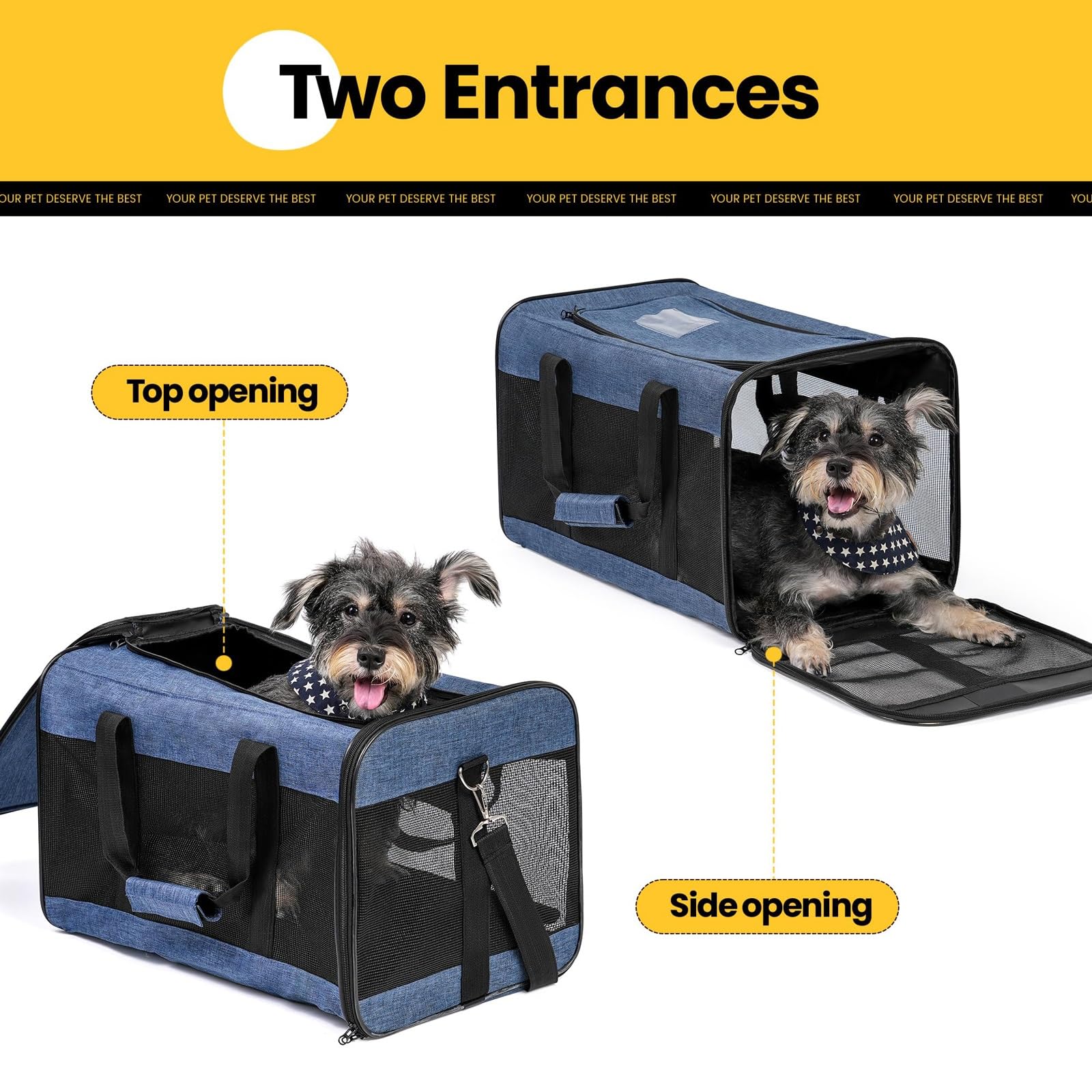 Transportín para Gatos Blando Antifugas Plegable Ligero Ventilado para Coche/Veterinario/Viaje para Gatos/Perros de hasta 22libras(Black)