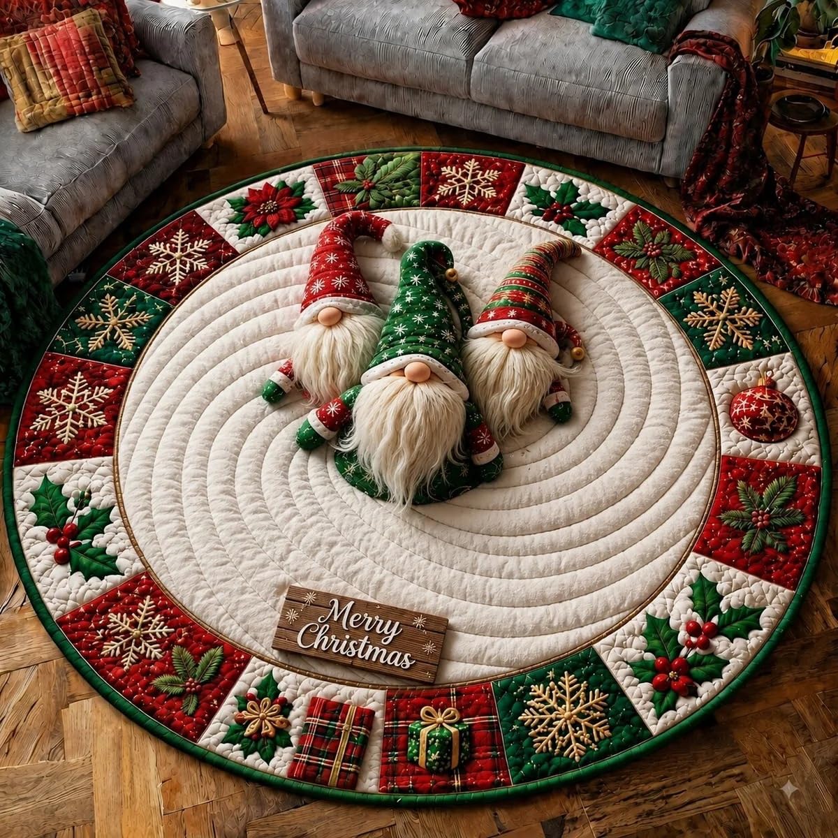 3D Optical Illusion Christmas Rugs Wear-Resistant Santa Claus Non-slip Mats，J-23 in