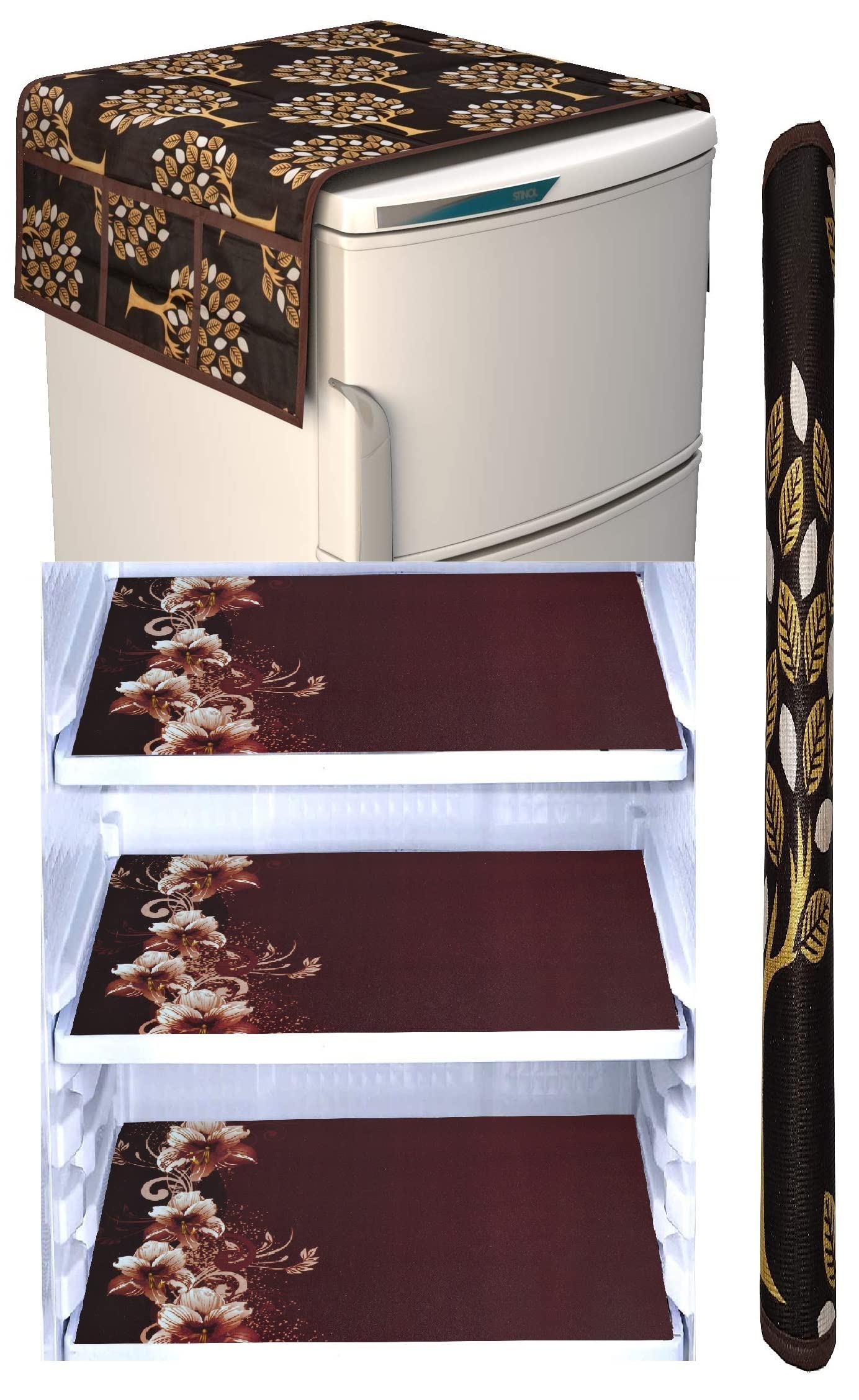 XMBUG Set of 1Pc Polyester Fridge Top Cover with 6 Utility Pockets + 3Pc Fridge Mats (BROWNBAGICHA+3BROWNMAT+1HC) (B0C4B4TXLV) Amazon Price History, Amazon Price Tracker