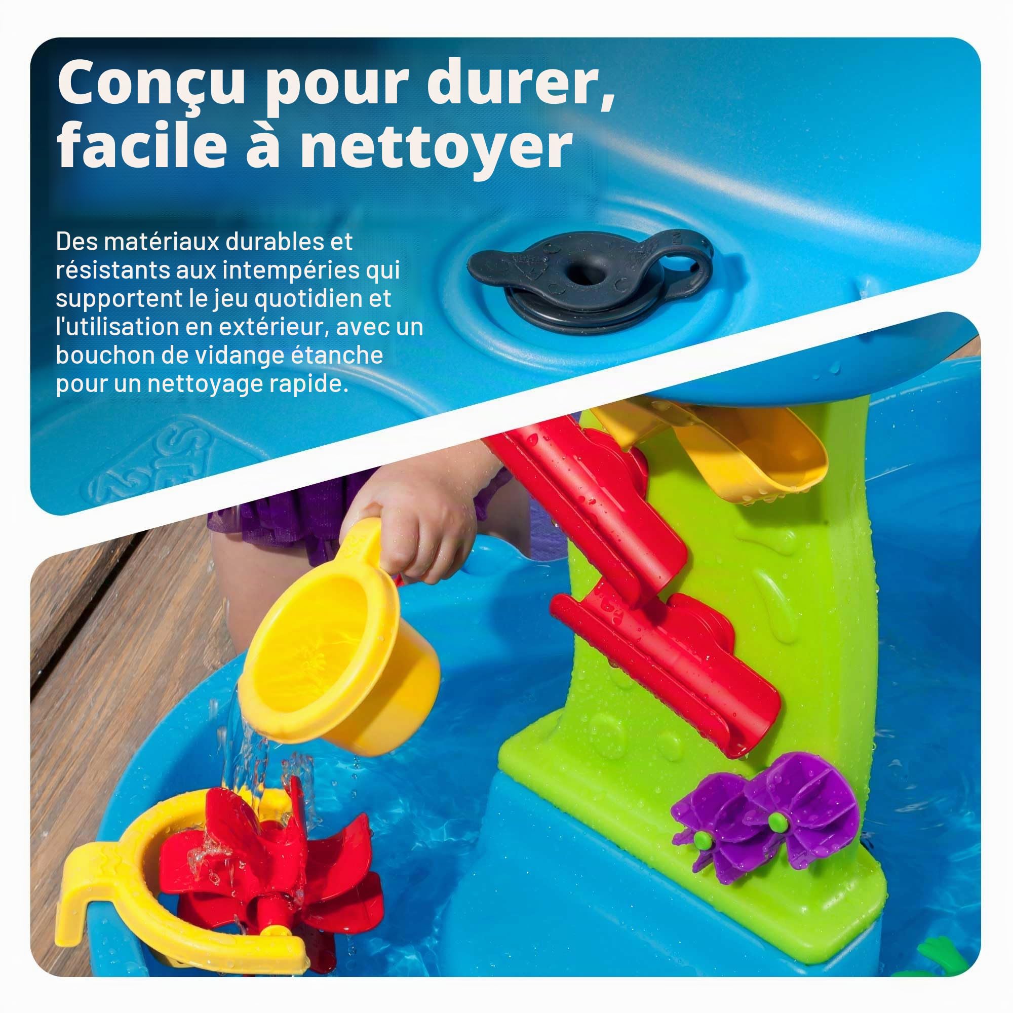 Step2 Rain Shower Splash Table d'eau avec 13 Accessoires - Bleu & Vert | Jeu extérieur Aquatique | Activité pour Le Jardin