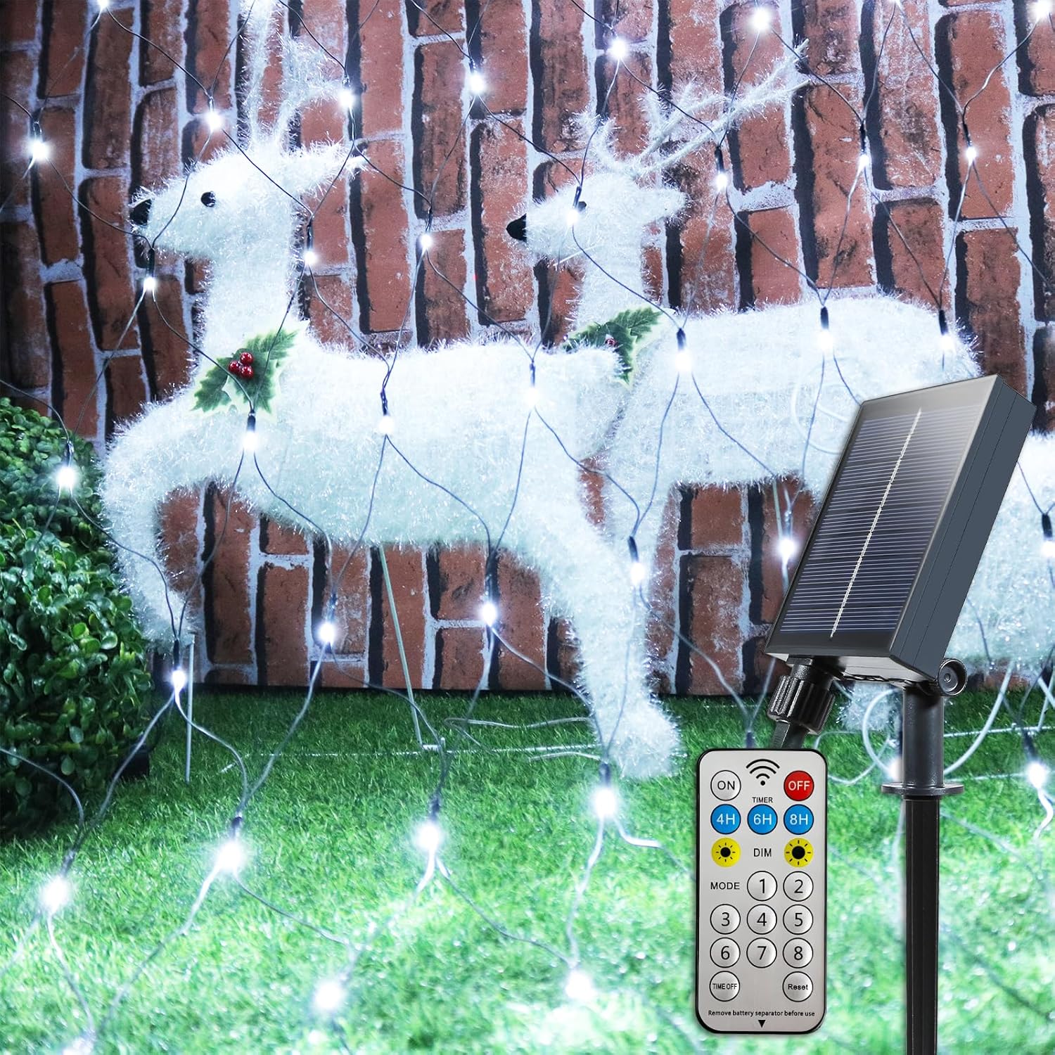 YAOZHOU Solar Christmas Net Lights Outdoor Waterproof,Cool White 264Led