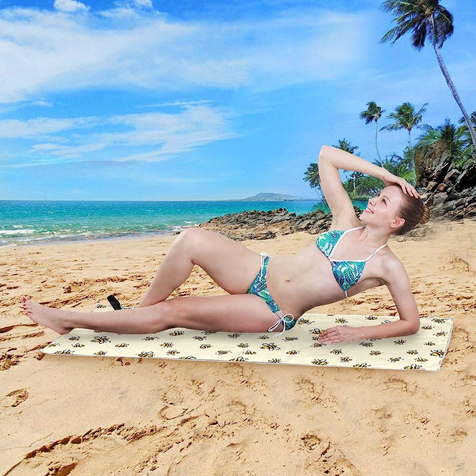 Heather Iron Beach Towel グラッシーグリーン Amazon.com: Bee Beach Towel, Beach Towels Oversized