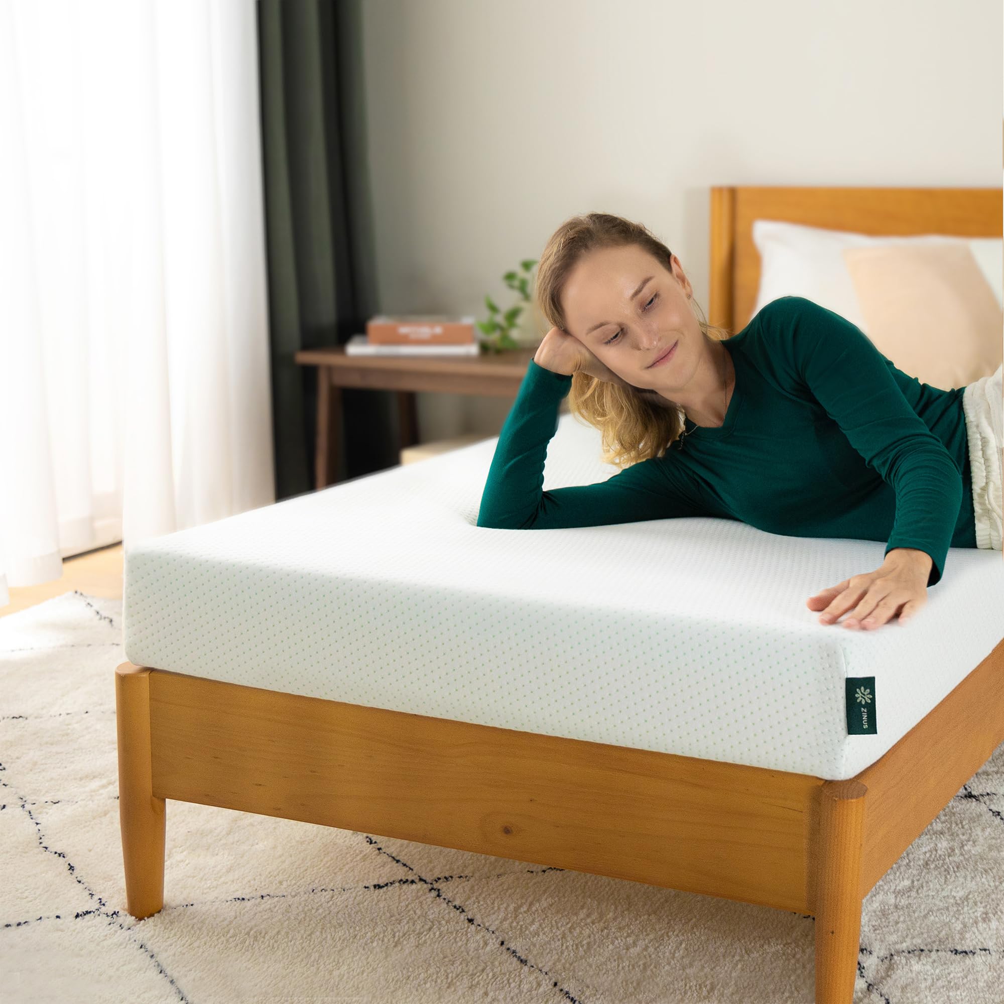 Zinus Colchón Viscoelástico 135x190 cm - 11 cm Altura - Firmeza Media - Transpirable & Hipoalergénico - Té Verde para Frescura Duradera - Oeko-Tex® Certificado