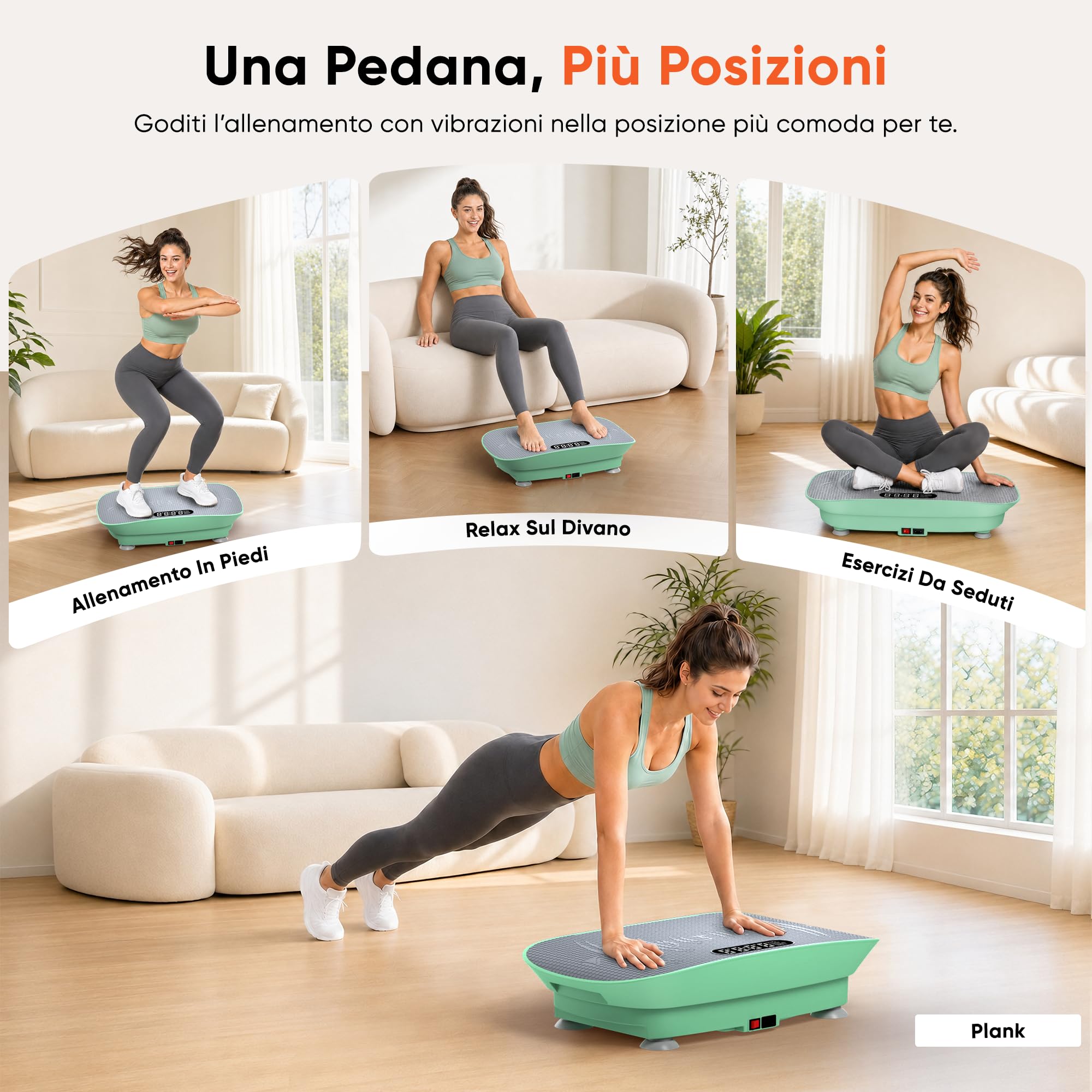 GIDGIMO Pedana Vibrante Fitness, Piattaforma Vibrante per Allenamento Total Body a Casa, con Musica Bluetooth, Telecomando e 5 Bande di Resistenza