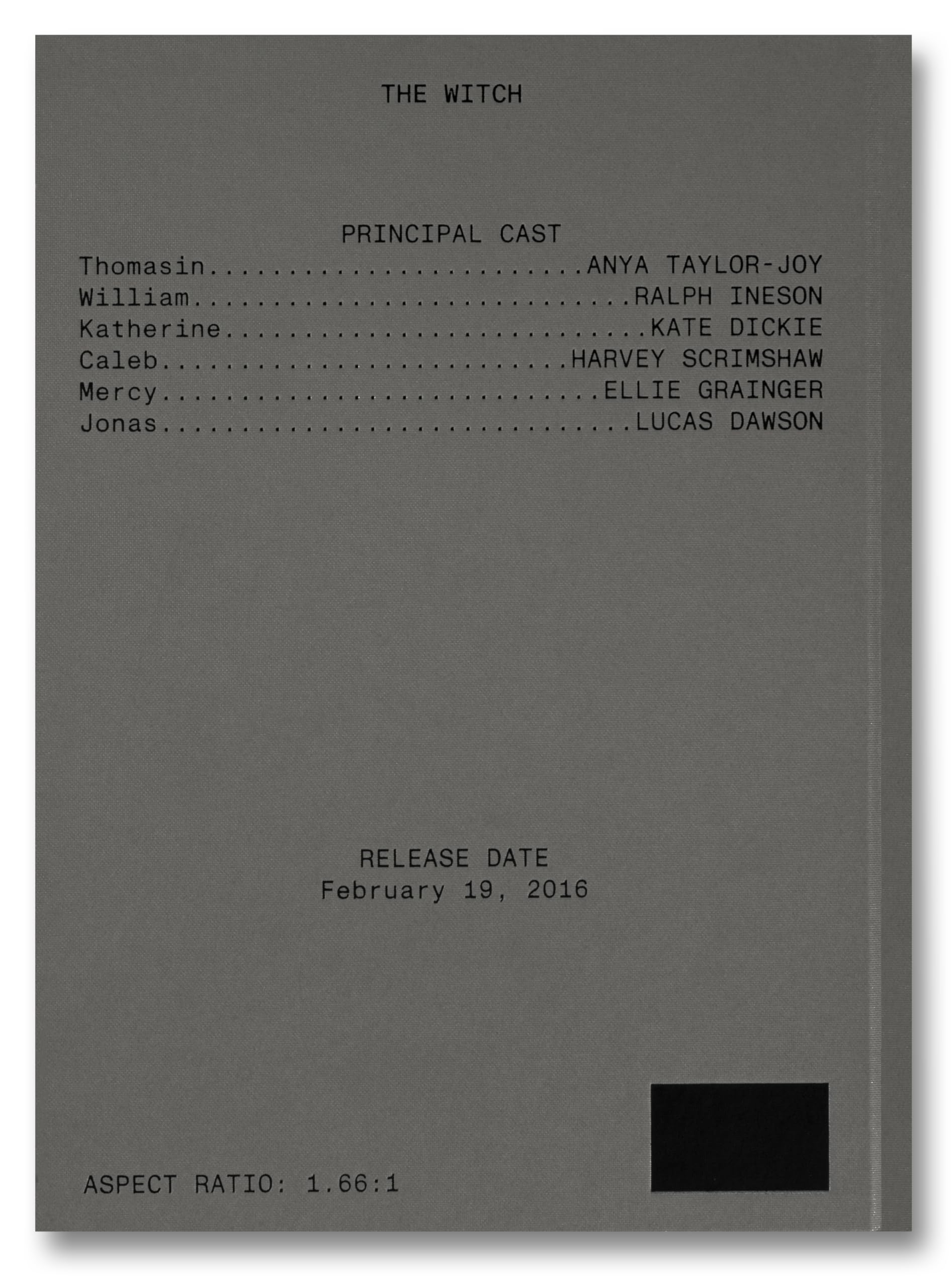 The Witch Screenplay Book