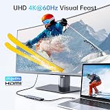 Selore&S-Global Adaptateur USB C, Hub USB C HDMI 4K, Ports USB 3.0, Lecture de Carte SD/TF, Dock Multiport 6-en-1 pour MacBook Pro M1 2021 MacBook Air 2020 ChromeBook Pixel iPad Pro Tablette Type C - 3