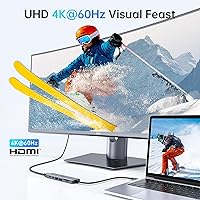 Vista 3 de Adaptador HUB USB C HDMI para MacBook Pro/Air, dongle USBC 7 en 1 con HDMI, lector de tarjetas SD/TF, puerto de datos USB C, 100W PD y 2 USB 3.0