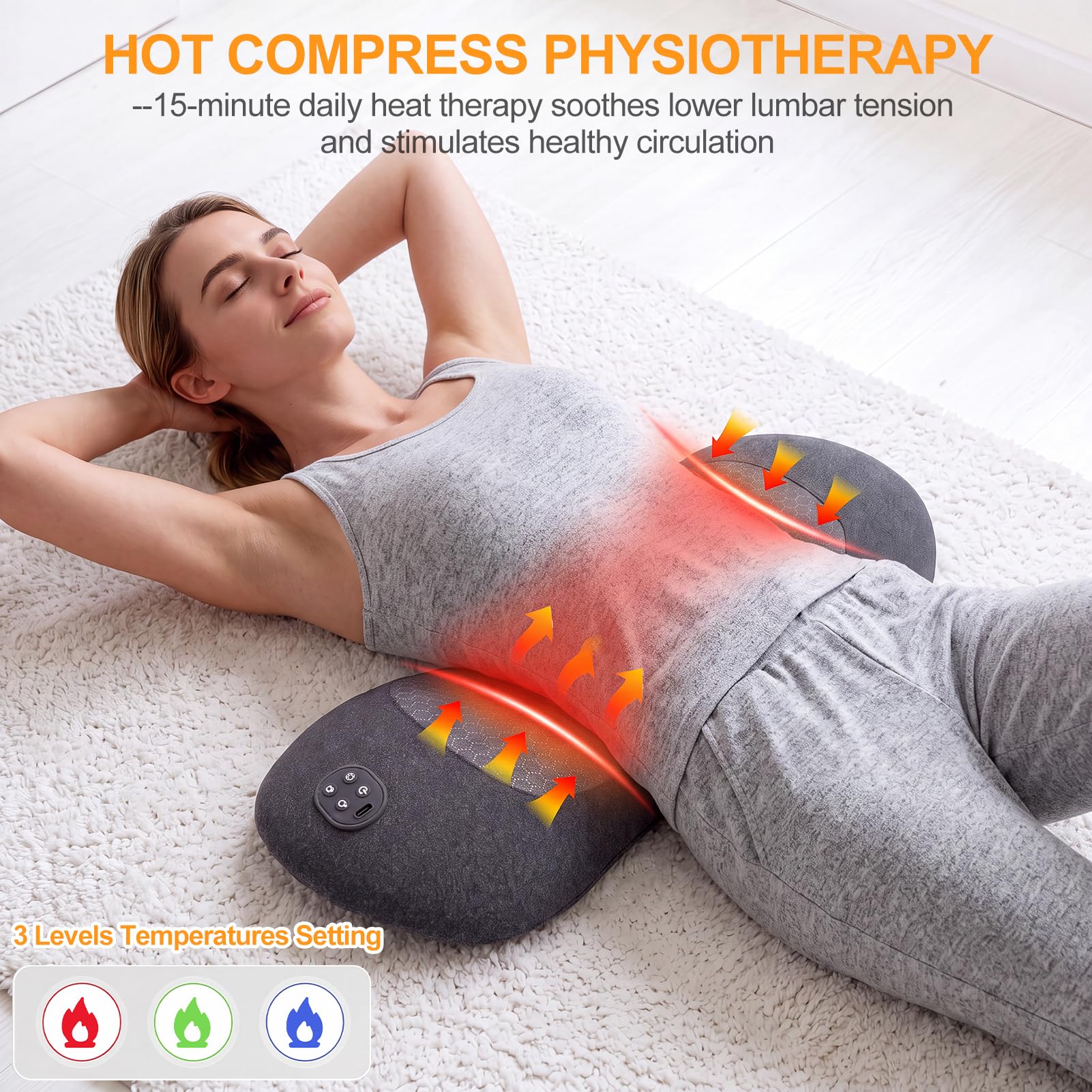 3 In 1 Rückenmassagegerät, Massagegerät Rücken mit 3 Traktion, 3 Vibration und 3 Wärme Für Zuhause, Büro, Auto und unterwegs