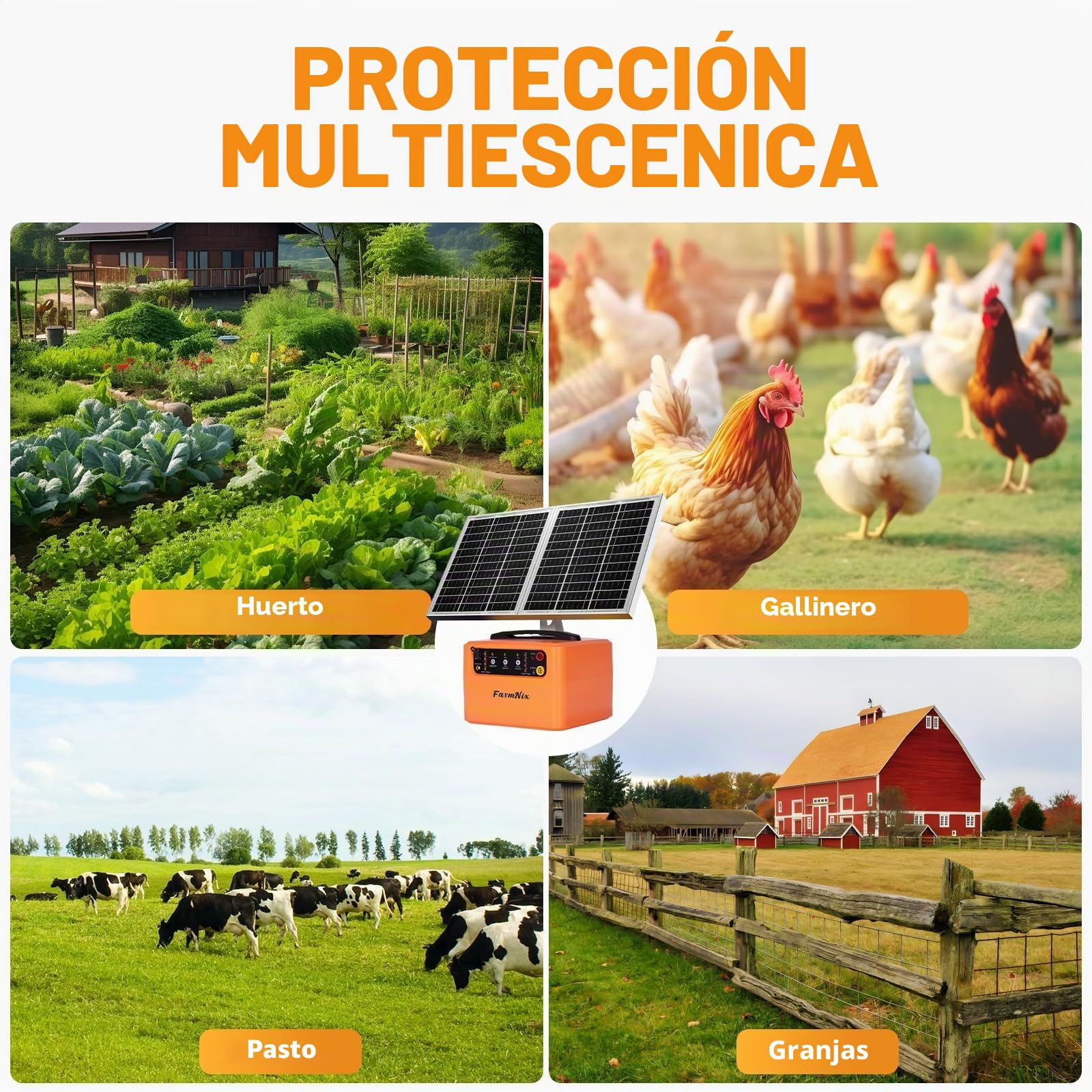 48KM Solar Pastor Electrico, 6KV-12KV pastor electrico Cerca eléctrica Controlador, 0.3-1.5J Cerca eléctrica Pastor para Cría de animales pastores, para Granja Pastar Jardín
