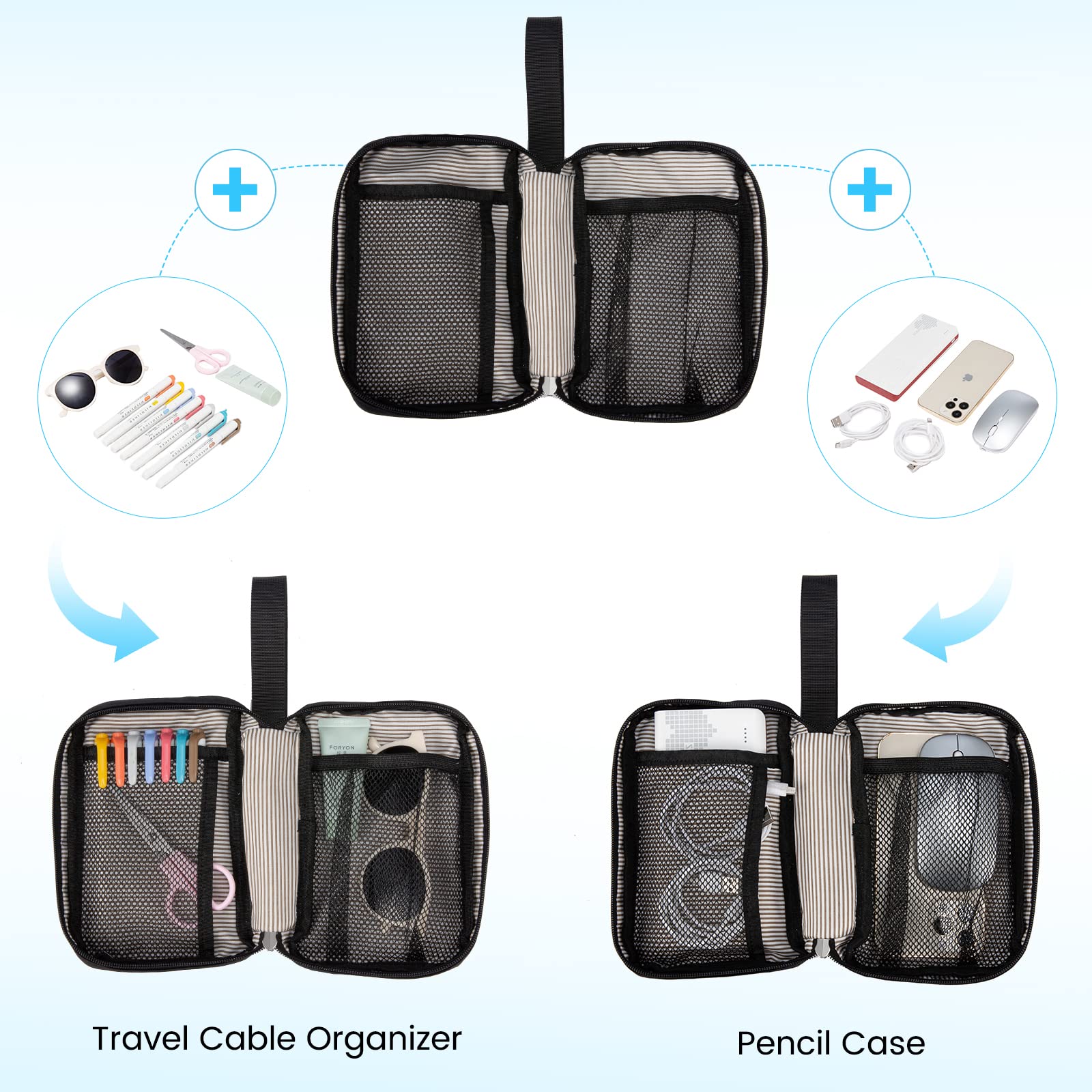 LOVEVOOK Zaino Porta PC Donna, Zaino per PC Portatile 17 Pollici, Zaino Laptop Donna Con Custodia per Cavi, Zaino Donna Set da 2 pezzi, Nero