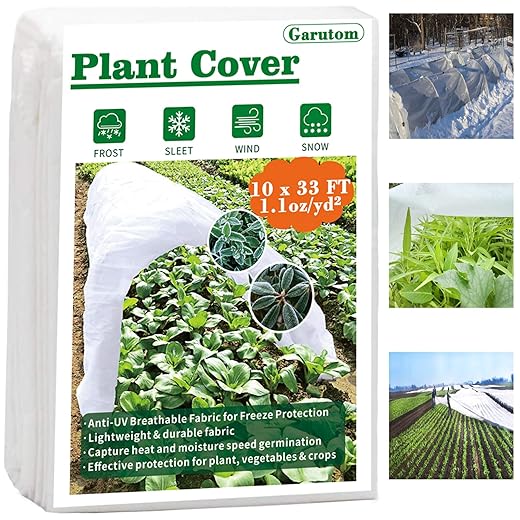 Plant Covers Freeze Protection 10ft x 33ft 1.1 oz Frost Cloth Plant Freeze Protection, Frost Blankets for Outdoor Plants Winter or Floating Row Covers Shade Cloth for Gardens, Vegetables