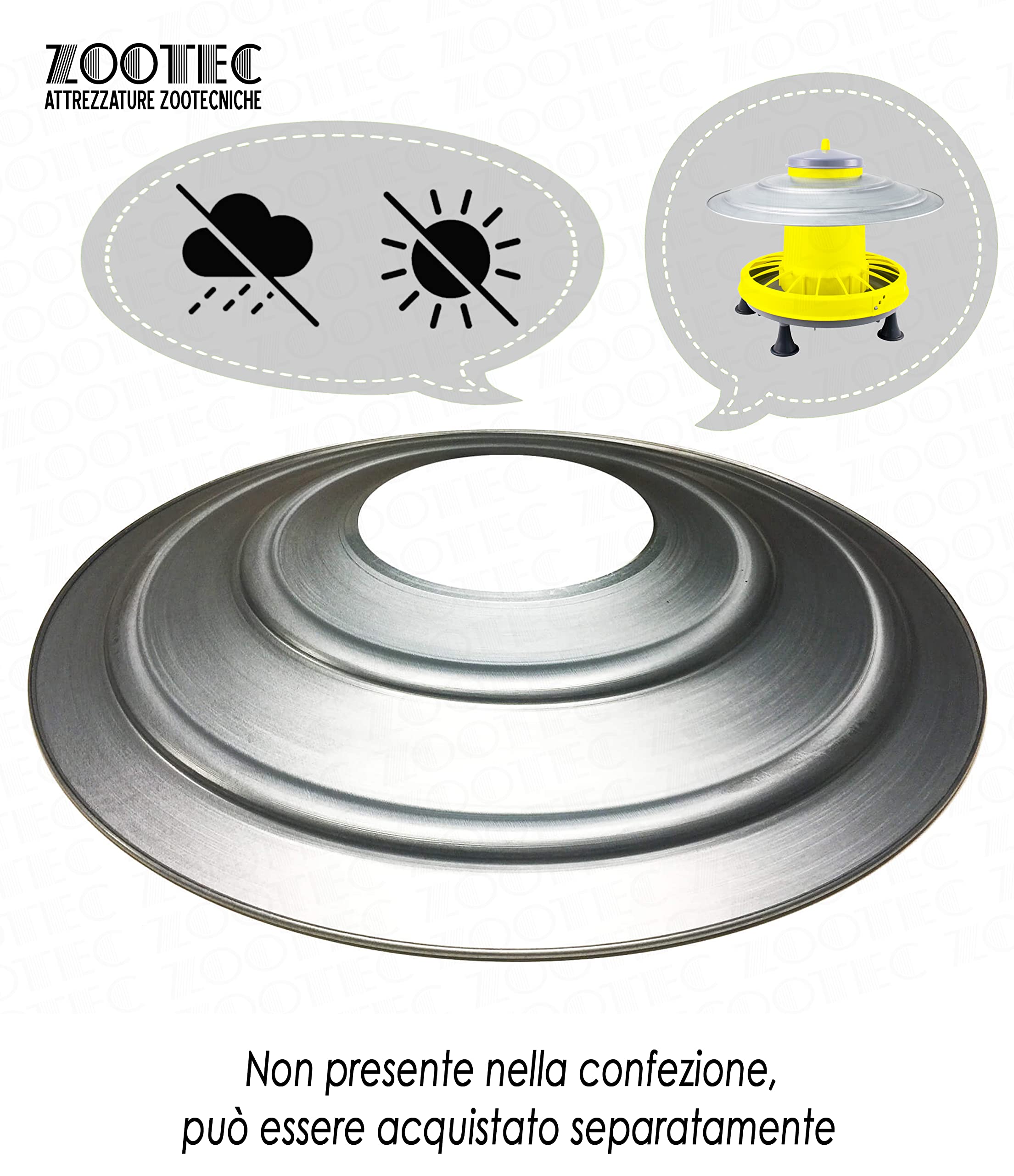 Zootec, Mangiatoia per Galline,Polli,Pulcini, Antispreco, 9 kg, Automatica, a Tramoggia, da Appendere, in Plastica, da Esterno e Interno, (Giallo/Grigio) - Made in Italy