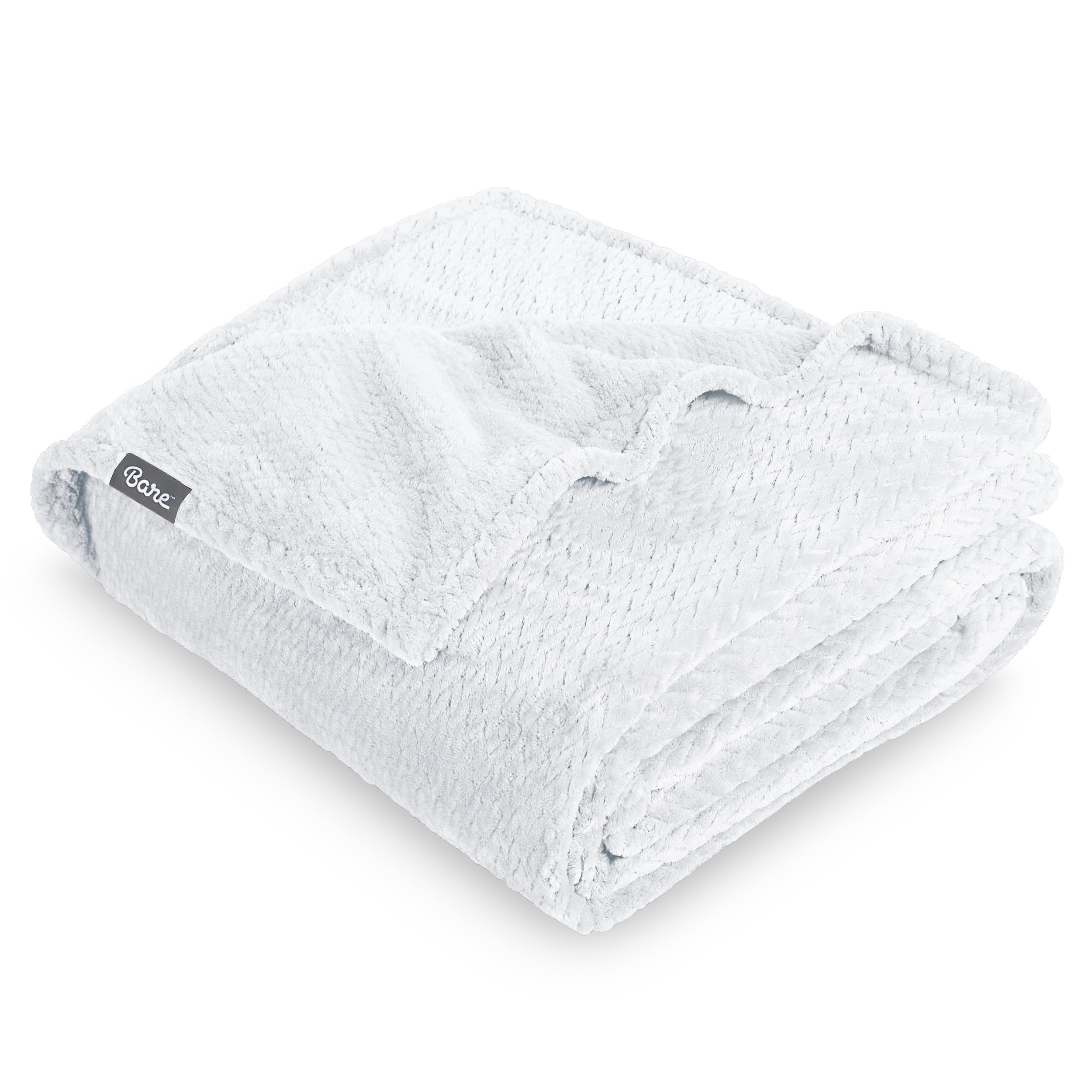 Bare Home Fleece Blanket Luxury Microplush (Throw, Chevron White)