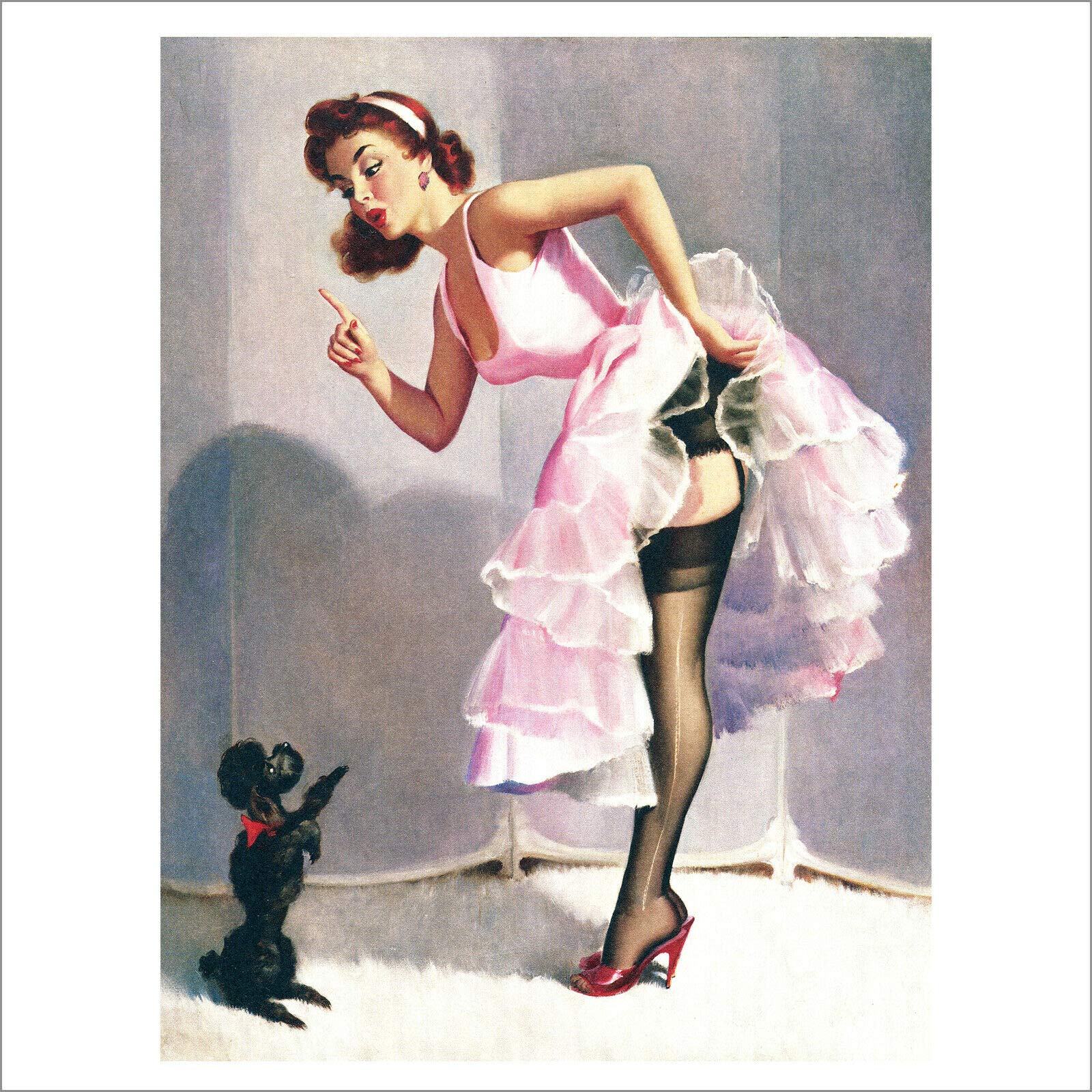 Kueprae Girls A123 Dress Pinup Teach Dog Tin Metal Aluminum Wall Sign Plate 12X8 Inches Rustic Vintage Wall Decor Signs Bar Pub Art