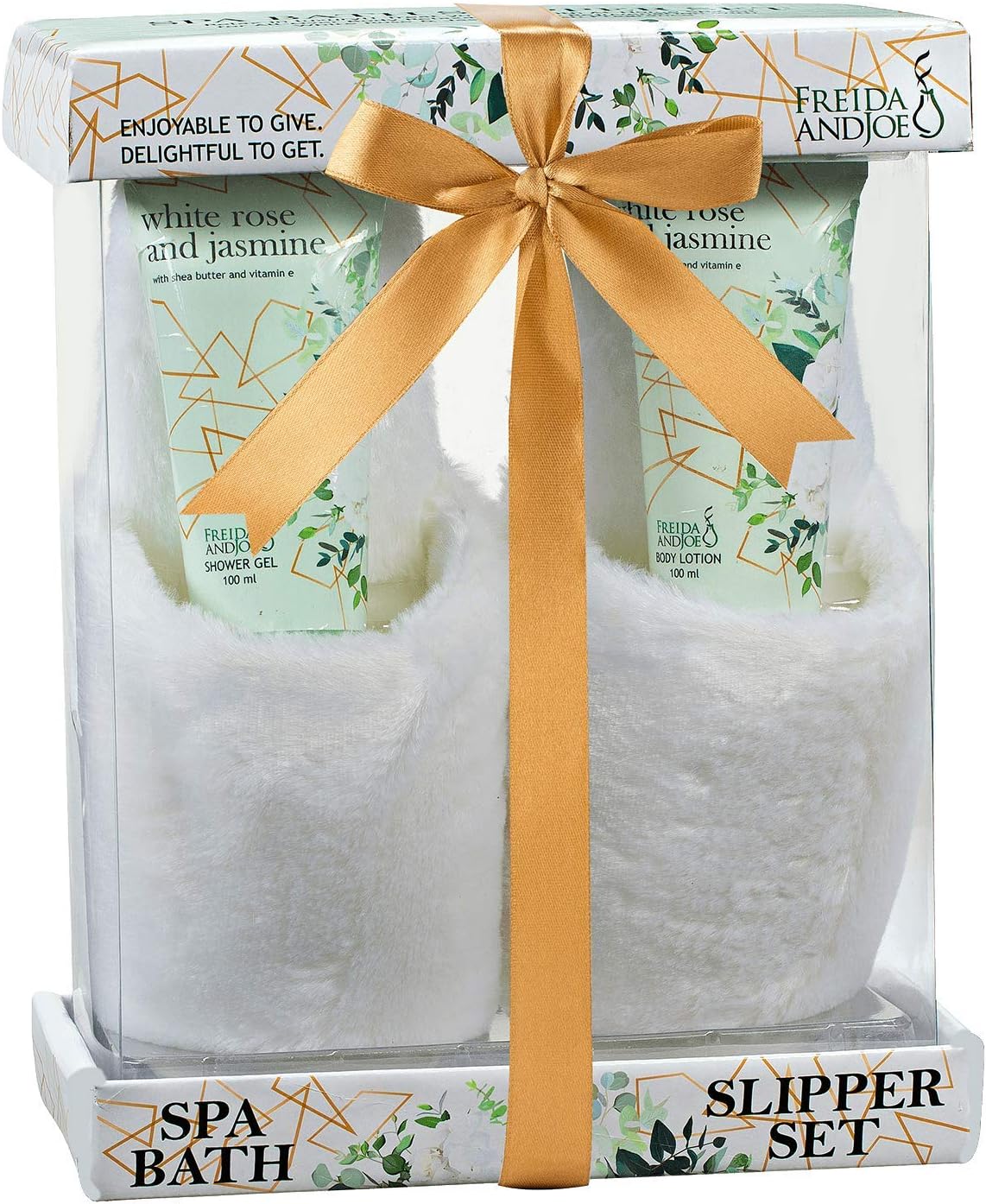Home Spa Slippers Set Bath Gift Basket White Rose