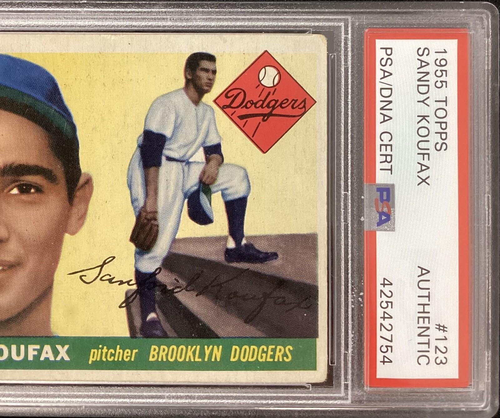 Amazon.com: Sandy Koufax Signed 1955 Topps #123 Rookie Card