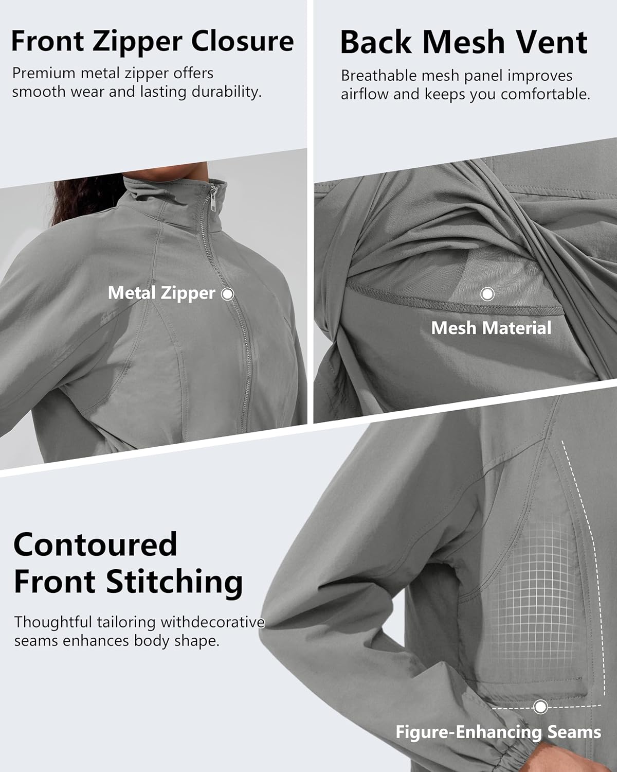 Workout Jackets for Women Lightweight Running Jackets Full Zip Yoga Athletic Clothes Slim Fit with Pockets - Image 4