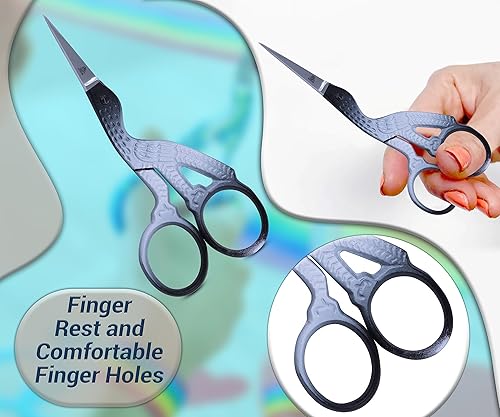 Miniatura 5 de ARSUK -Tijeras de costura en forma de cigüeña, 3.5 in, acero para costura, sastrería, herramientas de artesanía en casa, tijeras de bordado de