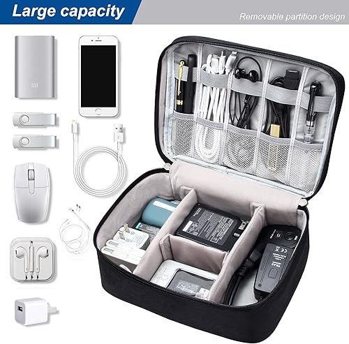 Miniatura 2 de SELLYFELLY Organizador de electrónica de viaje, universal, bolsa organizadora de cables, impermeable, accesorios electrónicos, estuches de