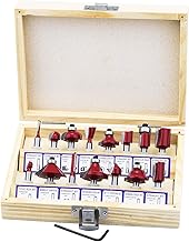 HSEAMALL 15Pezzi Set Frese per Legno, attacco da 6,35 mm 1/4 '' Set di punte per router con punta in carburo di tungsteno