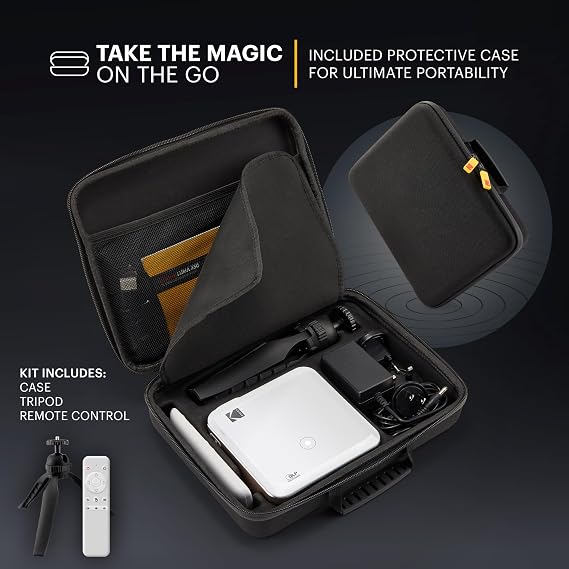 KODAK 450 Pico Projector - Pocket, White, Native 1080p, 150 ANSI Lumens - Android 9.0 Smart Mini & Portable Projector with Wi-Fi & Bluetooth - Movie Viewing with Auto Keystone