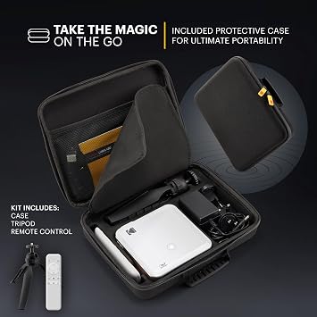 KODAK 450 Pico Projector - Pocket, White, Native 1080p, 150 ANSI Lumens - Android 9.0 Smart Mini & Portable Projector with Wi-Fi & Bluetooth - Movie Viewing with Auto Keystone