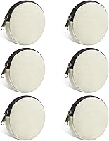 Sinzip 6-Pack Mini Round Cotton Canvas Makeup Bags with Zipper Bottom - Beige XS Blank DIY Pouches for Cosmetics, Coins, Travel & Crafts