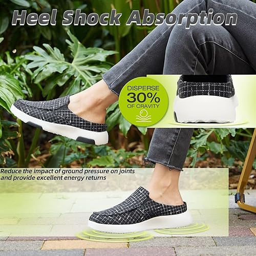 Miniatura 4 de OrthoComfoot Zapatos ortopédicos de lona sin cordones para mujer, cómodas pantuflas con soporte de arco para fascitis plantar, mocasines ortopédicos