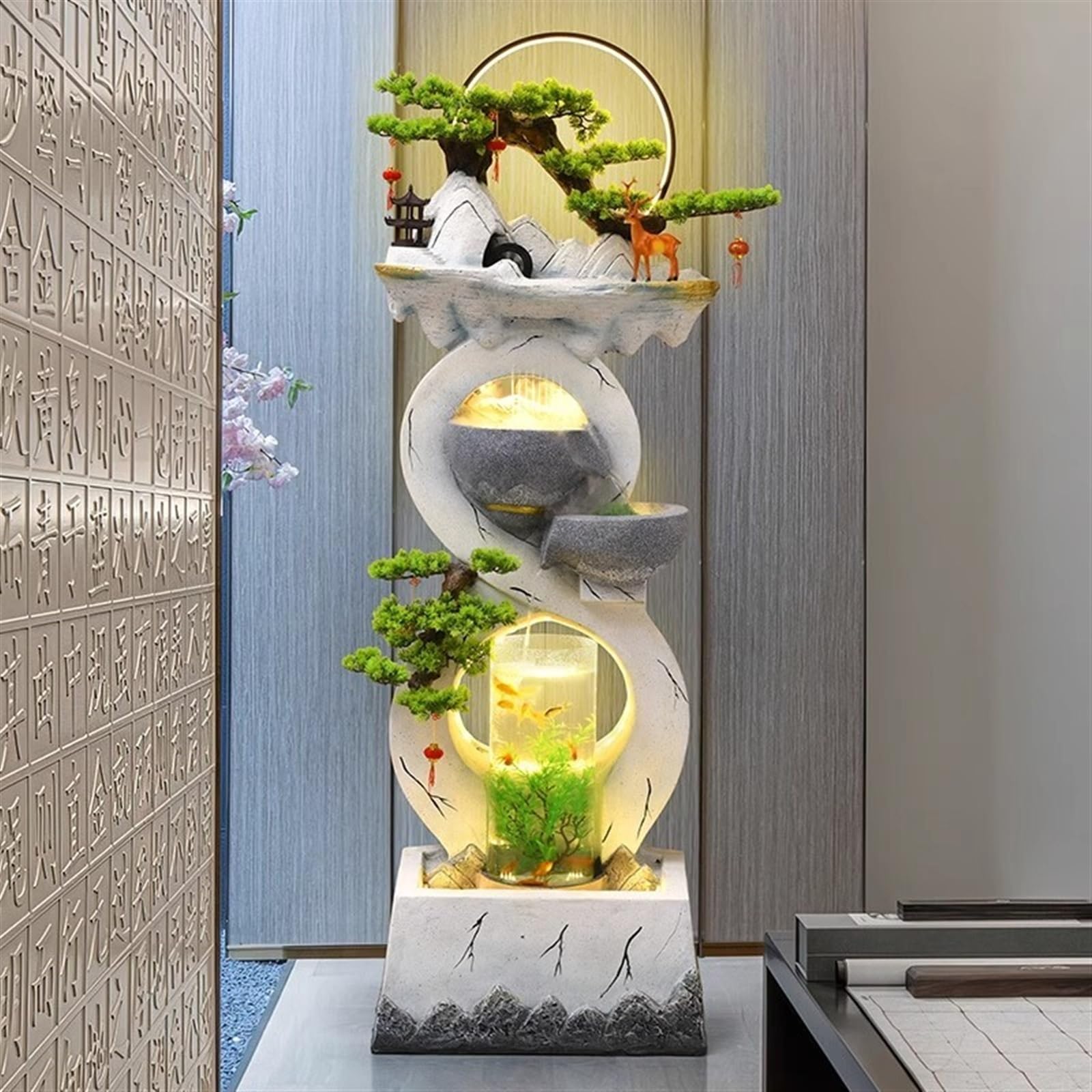 人魚の樹脂製置物　ウォーターファウンテン Amazon.com: Floor Water Fountain Water Ornaments, Self-circulating