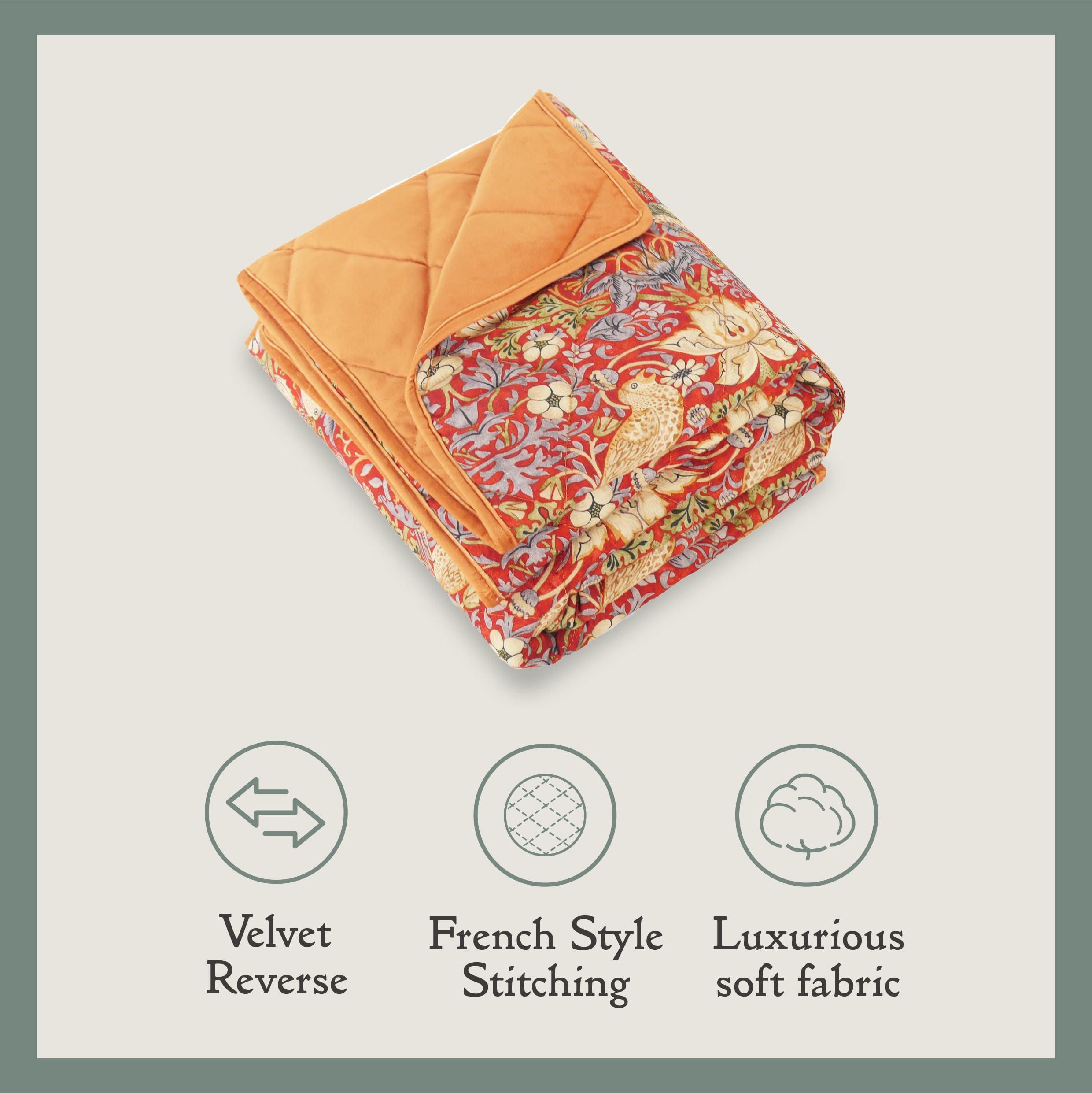 Rosewood x Morris & Co. Strawberry Thief Pet Blanket for Dogs and Cats 150 x 100 cm, Burgundy - Image 2