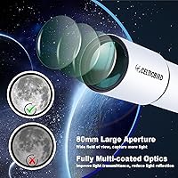 Vista 2 de Telescopio Celticbird para adultos de alta potencia, telescopios de viaje para principiantes de astronomía para adultos Regalos, apertura de 80mm
