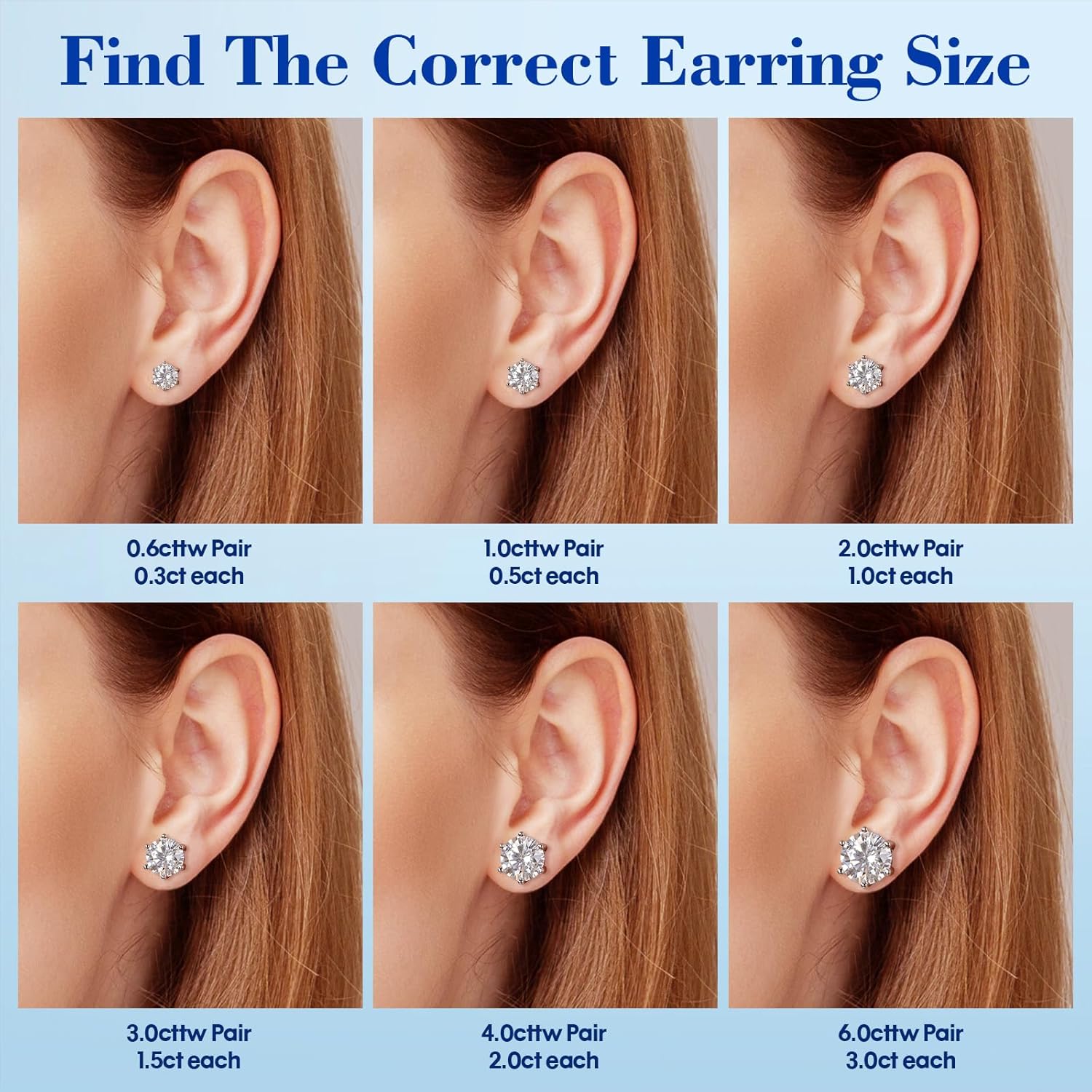 Moissanite Stud Earrings, C6P D Color Ideal Cut 925 Sterling Silver Earrings for Women with Certificate of Authenticity - Image 5