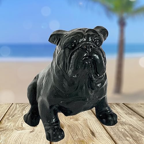 Miniatura 8 de Bellaa 23073 - Estatua de bulldog vintage, rústica, envejecida, mascota, estatuilla de popa, escultura de antigüedades, animales de granja, jardín