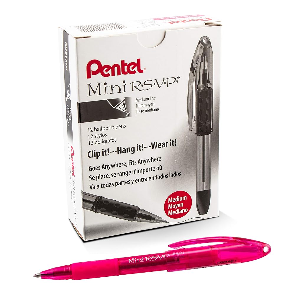 RSVP Mini Ballpoint Pen, (1.0mm) Medium Line, PInk Ink