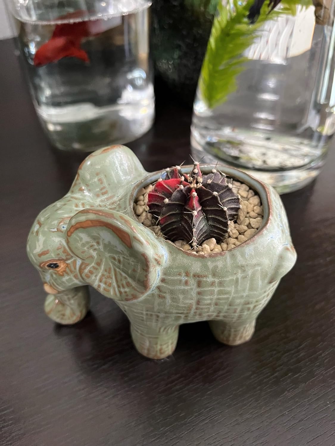 Cute Animal Ceramics Planter Small Succulent Pot Small Succulent Pots with Drainage, Ceramic Animal Planter, Indoor Plant (4 pcs)