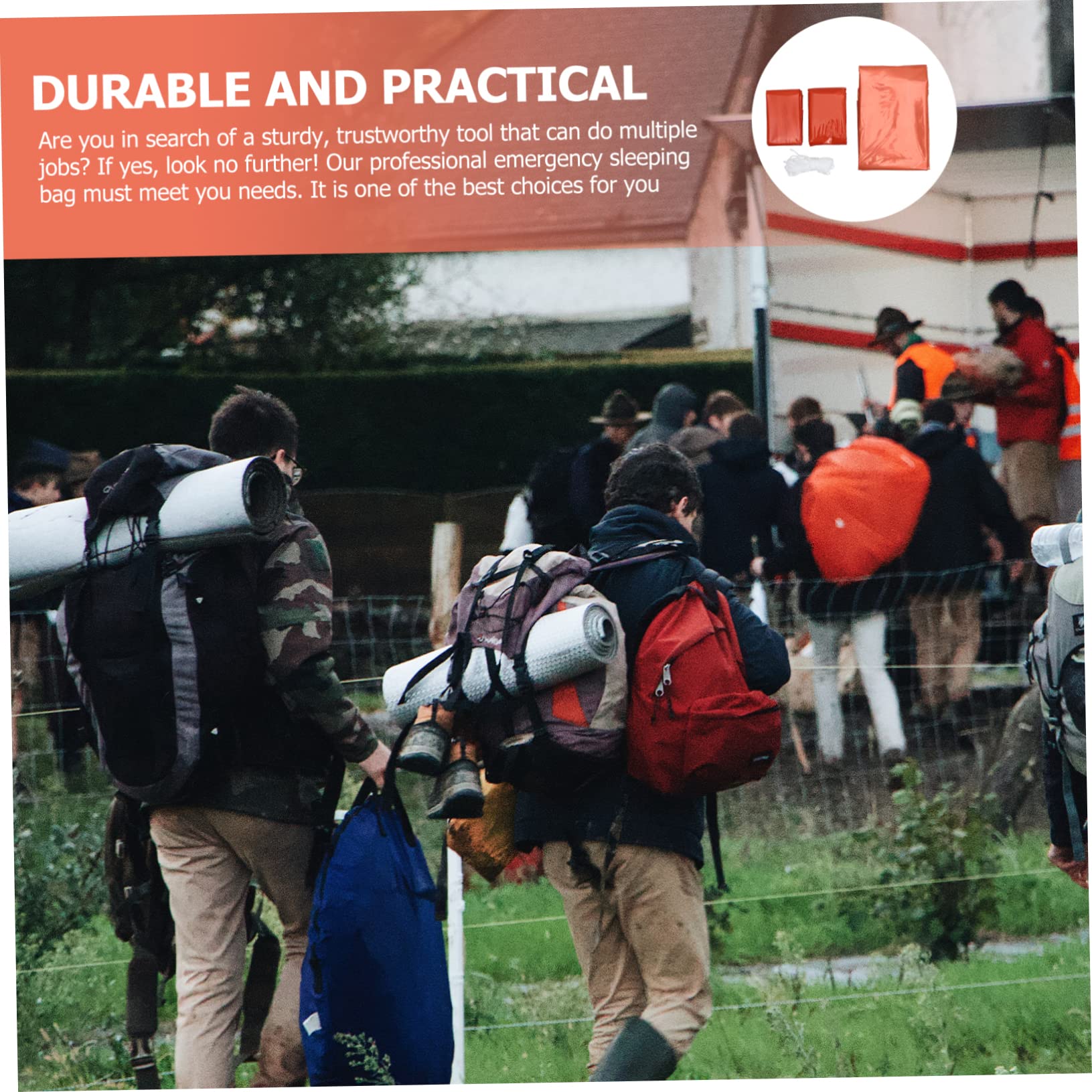 Mikikit Survival Tent Emergency Sleeping Bag Insulated Blanket Portable Pe Material Warm for Cold Weather