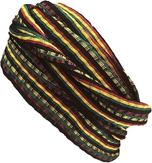 Short Headwrap Scarf Hair Tie Turban Fabric Hand Woven Breathable Gauze Reggae Black Stripes