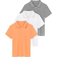 Resinta 3 Pack Boys Dry-Fit Active Athletic Performance Polo Short Sleeve Golf Shirt Cool Quick Dry Training Workout Shirts