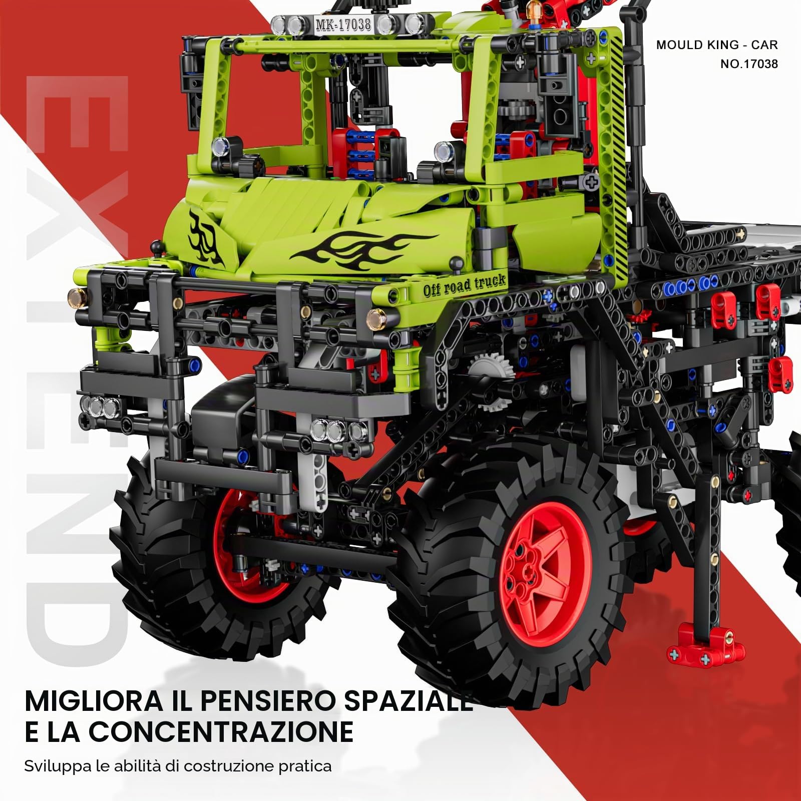 Mould King Kit di costruzione per fuoristrada fuoristrada, modello 2002 pezzi STEM giocattolo per ragazzi a partire dai 14 anni e adulti, kit tecnico (17038)