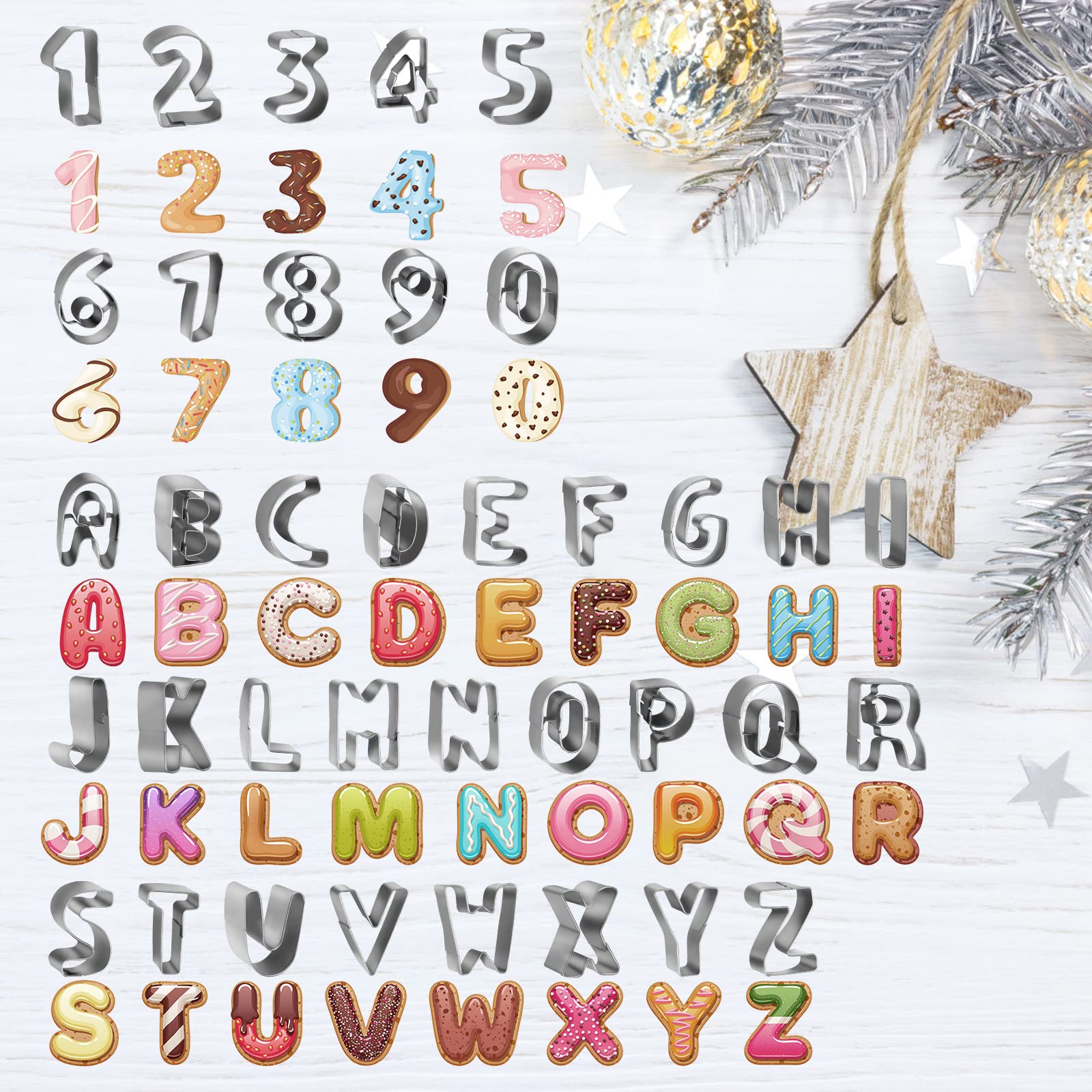 83 Riutilizzabili Stampi Lettere Biscotti Set di Stampi Lettere per Pasta di Zucchero Contenenti Letteres Maiuscole e Minuscole e Numeri Facile da