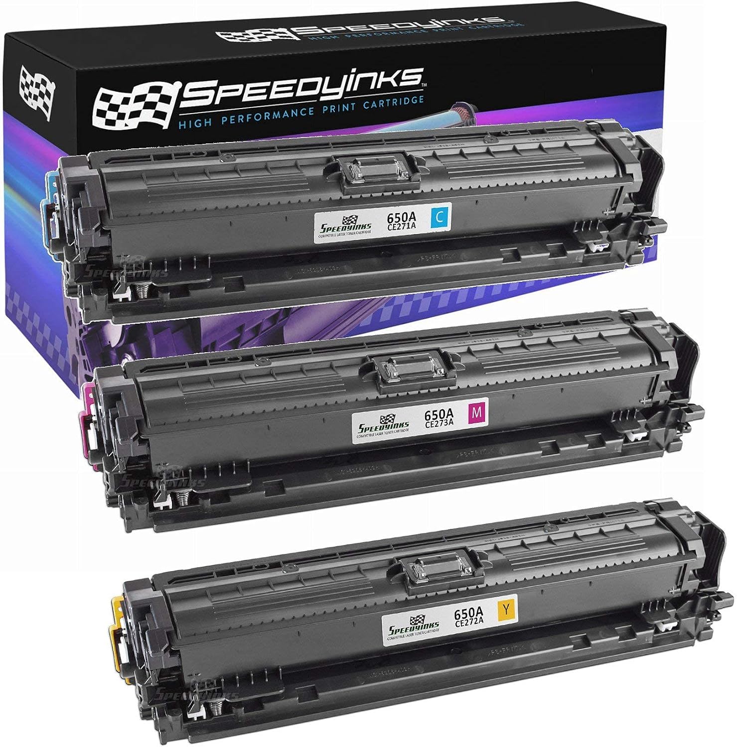 SPEEDYINKS Toner Cartridge Compatible with HP 650A (Cyan, Magenta, Yellow, 3-Pack) for use in Color LaserJet Enterprise CP5525, CP5525n, CP5525dn, CP5525xh, M750n, M750dn, M750xh
