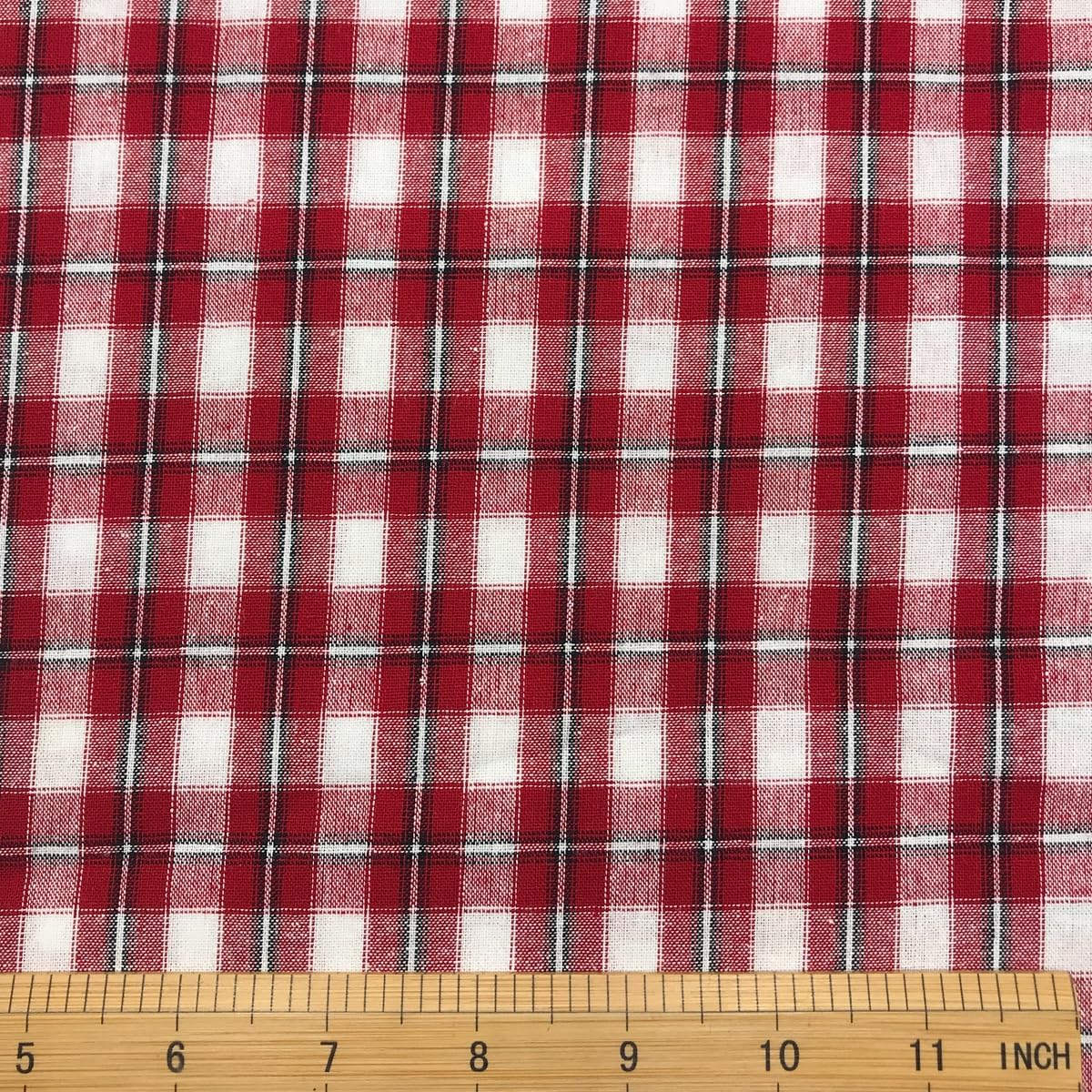 Red Tartan Plaid Fabric 130GSM Cotton for Sewing Holiday Decor Homespun Rag Quilting Christmas Ornament, 57" Wide x 1 Yard Pre-Cut