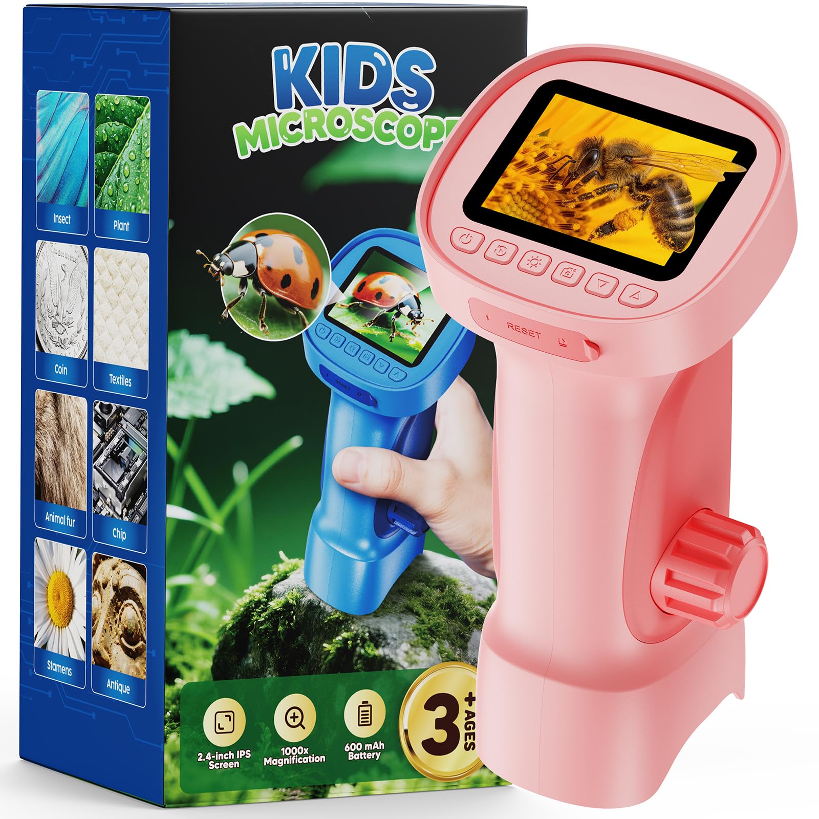 ASPOVEN Mmicroscope for Kids 1000X with Screen, Photo, Video Functions
