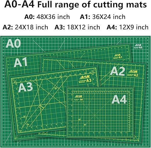 Miniatura 5 de ArtAt Alfombrilla de corte autorreparable 12  x 18  Verde de doble cara antideslizante 5 capas PVC Durable Craft Sewing A3 Mat para cortador