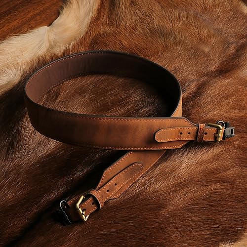 Miniatura 6 de TOURBON Correa de cuero para escopeta de rifle largo ajustable con o sin giros