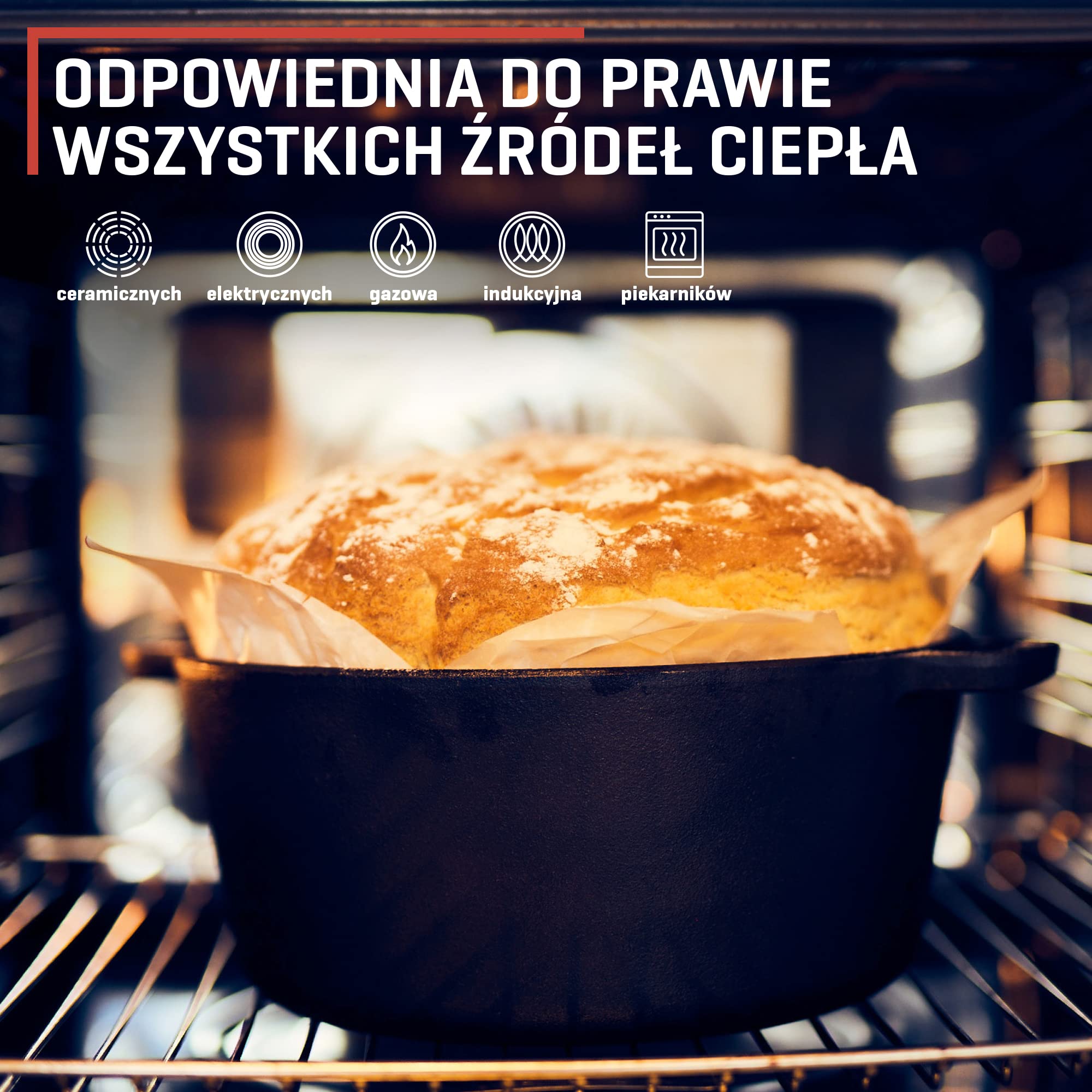 Garnek żeliwny z pokrywką Uno Casa – zestaw sezonowanych naczyń 2 w 1: garnek 4,7 l i patelnia 1,5 l